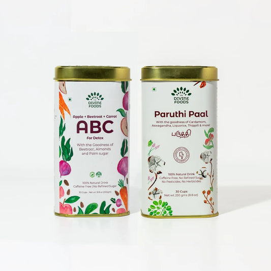 Divine Bestseller Combo = Paruthi Paal (Cotton Seed Instant Latte Mix) + Natural ABC latte Milk Mix (Apple+Beetroot+Carrot)