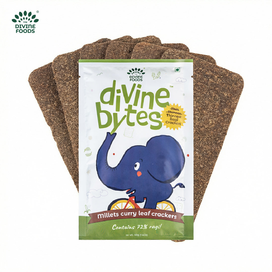 Divine Bytes | Ultra Thin Ragi Millet Crackers | Light, Crispy & Guilt-Free | Made with 72% Ragi Millet