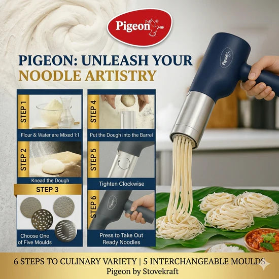 Pigeon Electric Rechargeable Idiyappam and Noodle Maker, Pasta Machine