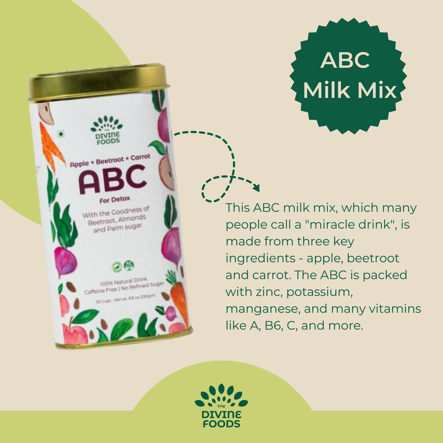 Natural ABC latte Milk Mix (Apple+Beetroot+Carrot) For Skin Glow