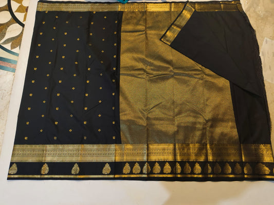 Black and Gold semi silk saree