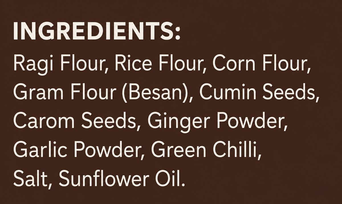 Crispanna Simply Ragi Ingredients