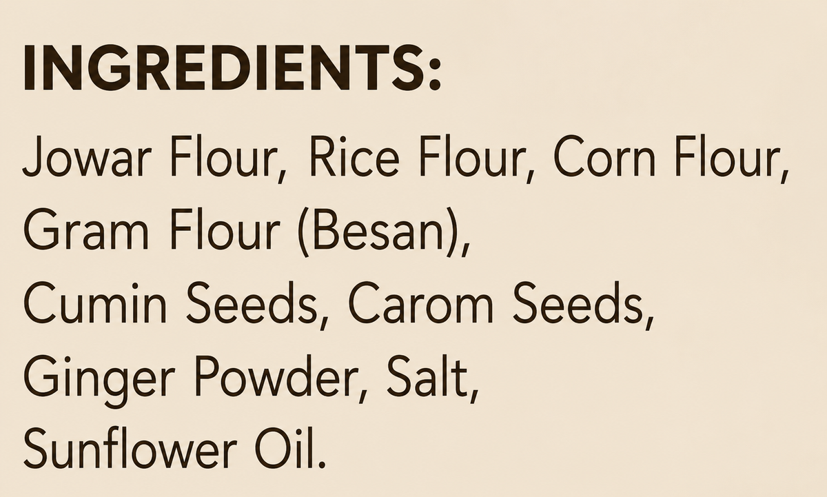 Crispanna Pure Jowar Ingredients