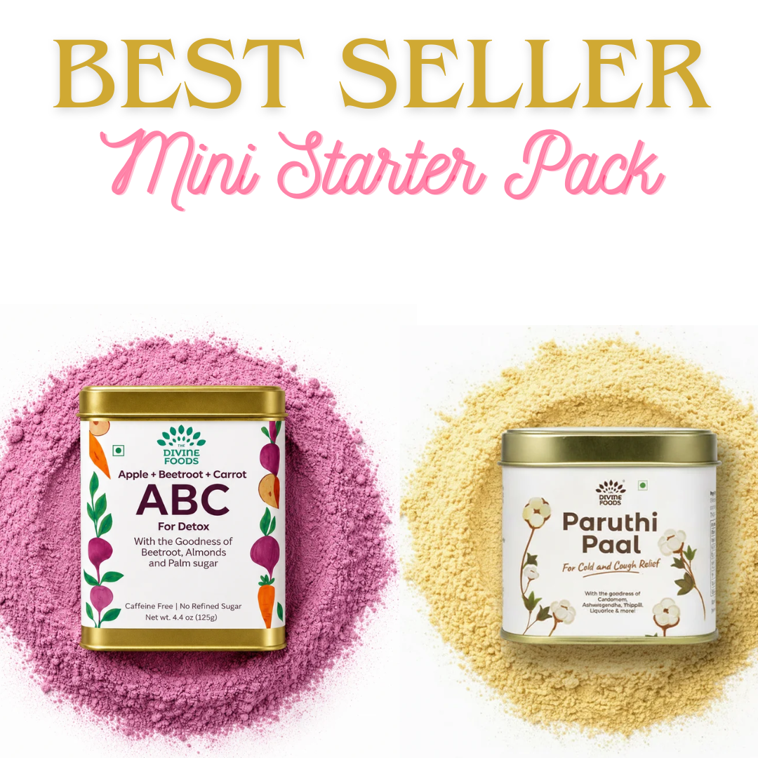 Divine Best Seller Starter Mini Pack - Paruthi Paal (Cotton Seed Instant Latte Mix) + Natural ABC latte Milk Mix (Apple+Beetroot+Carrot)