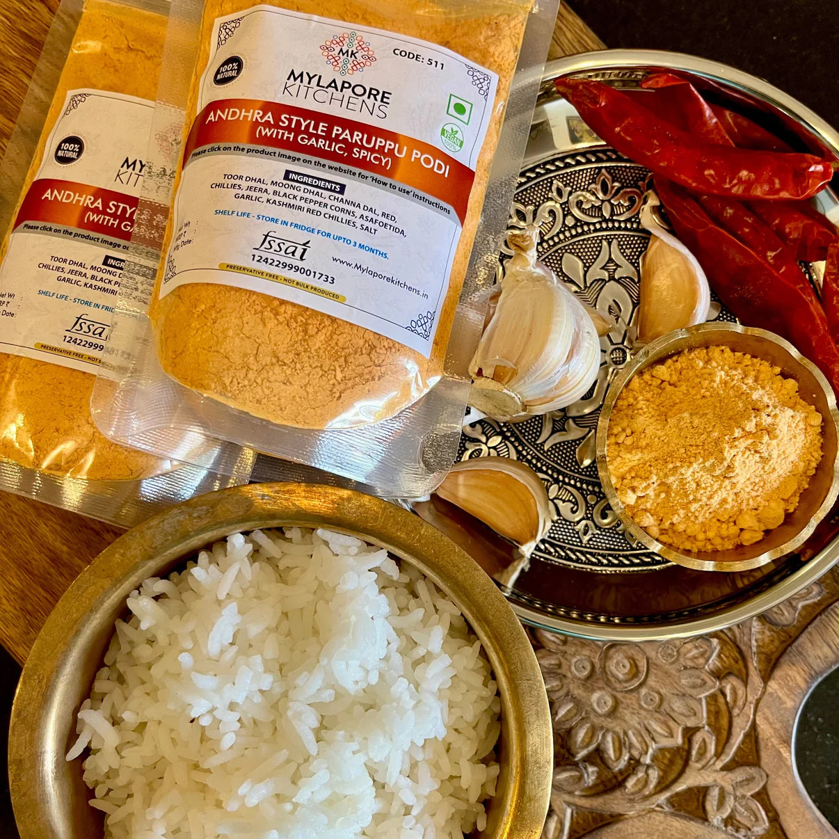 Andhra Style Paruppu Podi (with garlic)