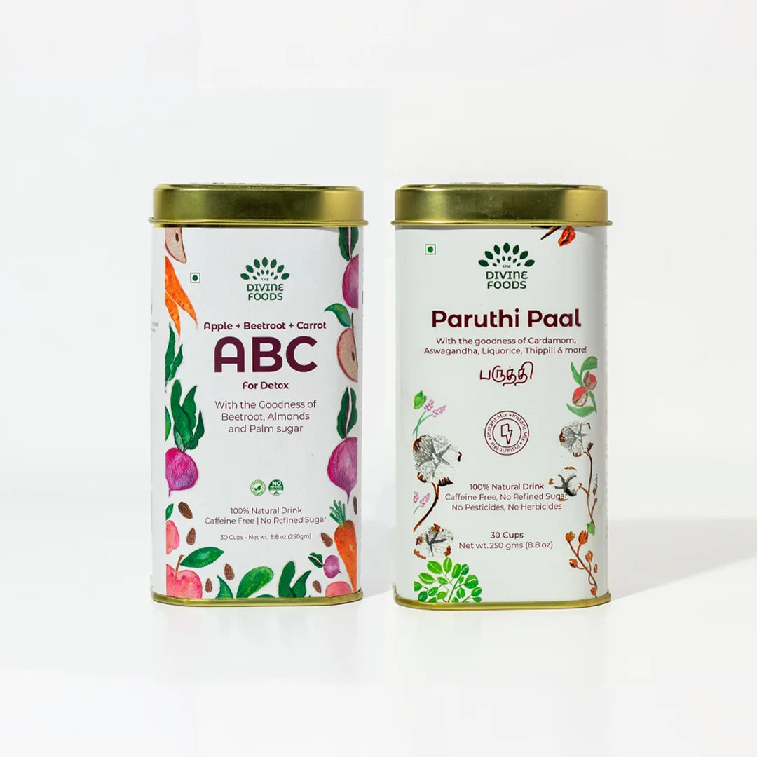 Divine Bestseller Combo = Paruthi Paal (Cotton Seed Instant Latte Mix) + Natural ABC latte Milk Mix (Apple+Beetroot+Carrot)