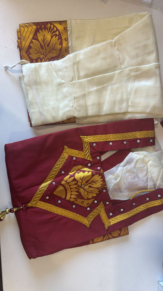 Girls Traditional Silk Pattu Pavadai & Top - Age 14, Size 32
